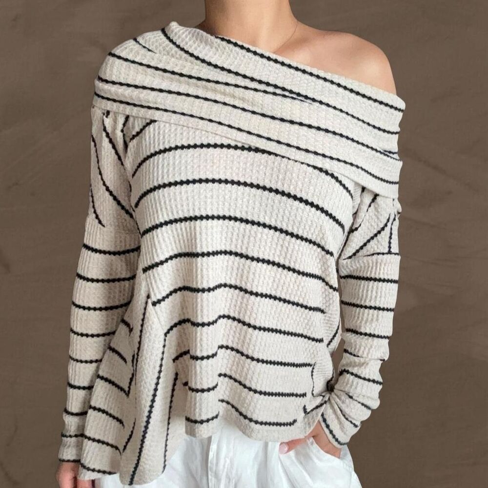 Anthropologie striped sweater cowl neck pullover Eri & Ali size XS